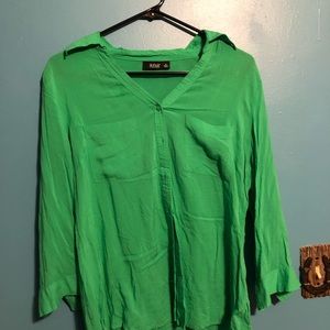 Green Button Up Dress Top